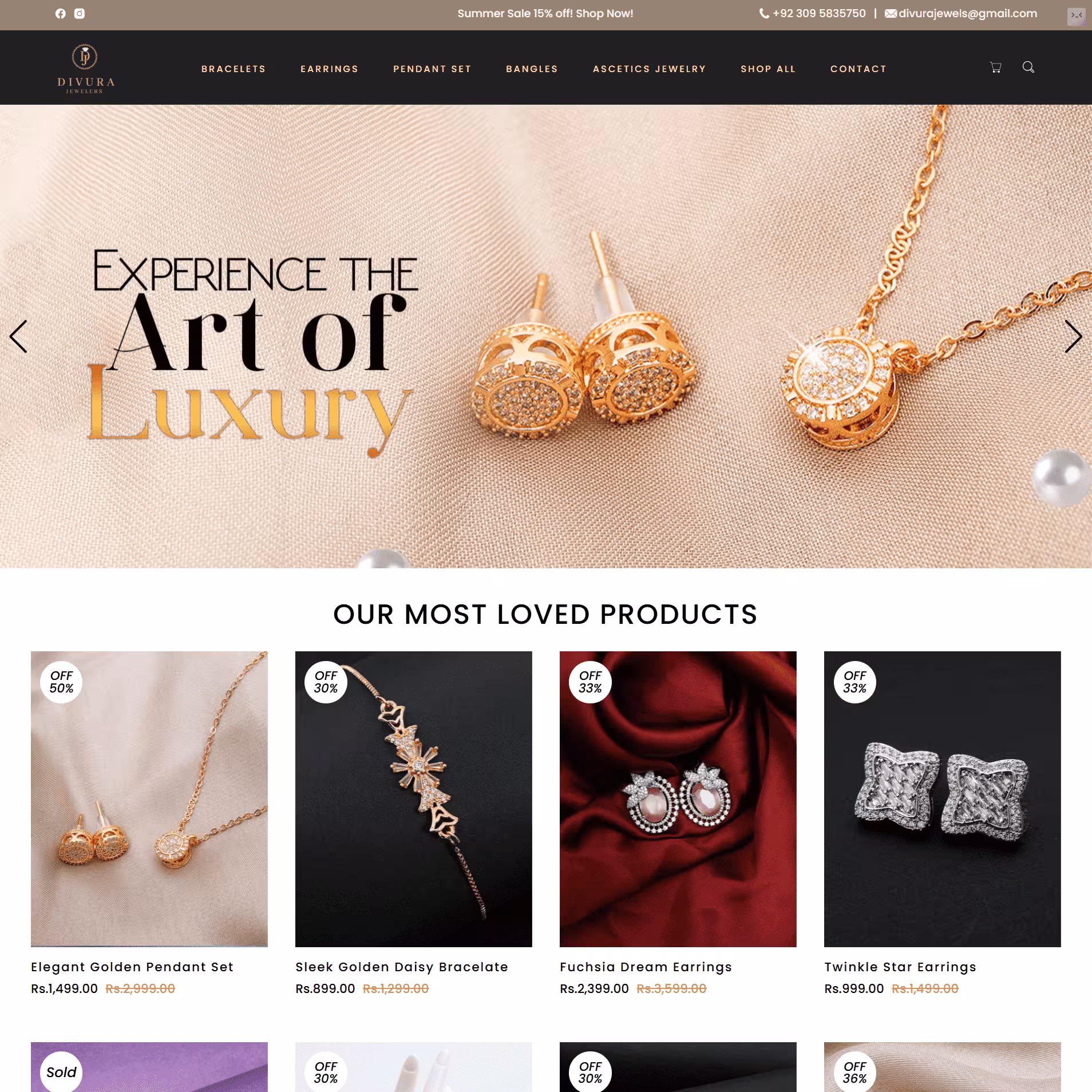 Divura Jewels ecommerce website preview